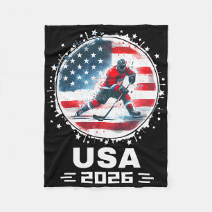 Couverture Polaire Équipe États-Unis 2026 Drapeau Américain Hockey Ét