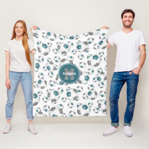 Couverture Polaire Équipe gris turquoise couleurs filles garçons ball