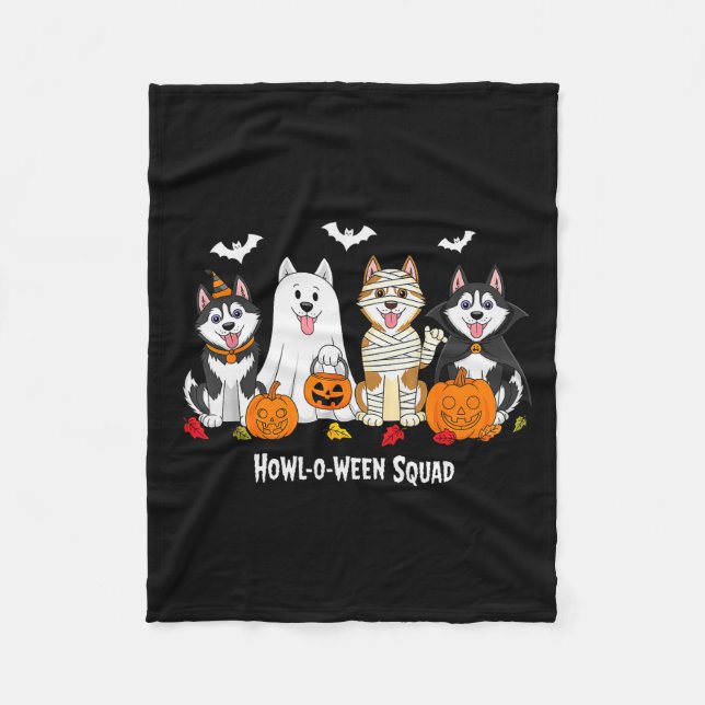 Couverture Polaire Équipe Husky Halloween Hurle O Ween  (Devant)
