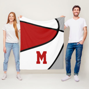 Couverture Polaire équipe rouge gris couleurs garçons filles décor de