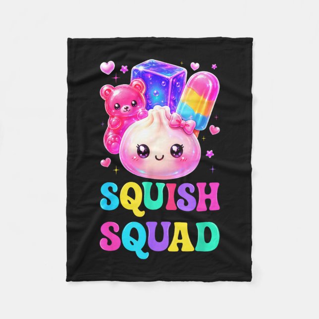 Couverture Polaire Équipe Squish mignonne kawaii boulette bonbon arc- (Devant)