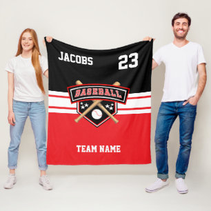 Couverture Polaire Équipe ⚾ Symbole de baseball en rouge, blanc et