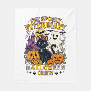Couverture Polaire Équipe vétérinaire effrayante Halloween Chat noir