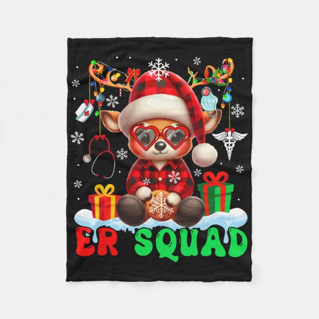Couverture Polaire Er Squad Noël Père Noël Reindeer Sungles Nurse Te (Devant)