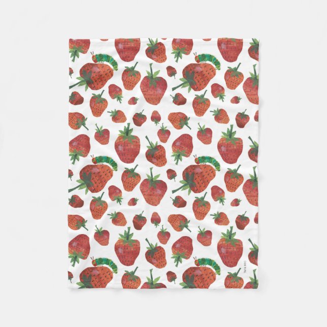 Couverture Polaire Eric Carle | Caterpillar et Motif fraise (Devant)