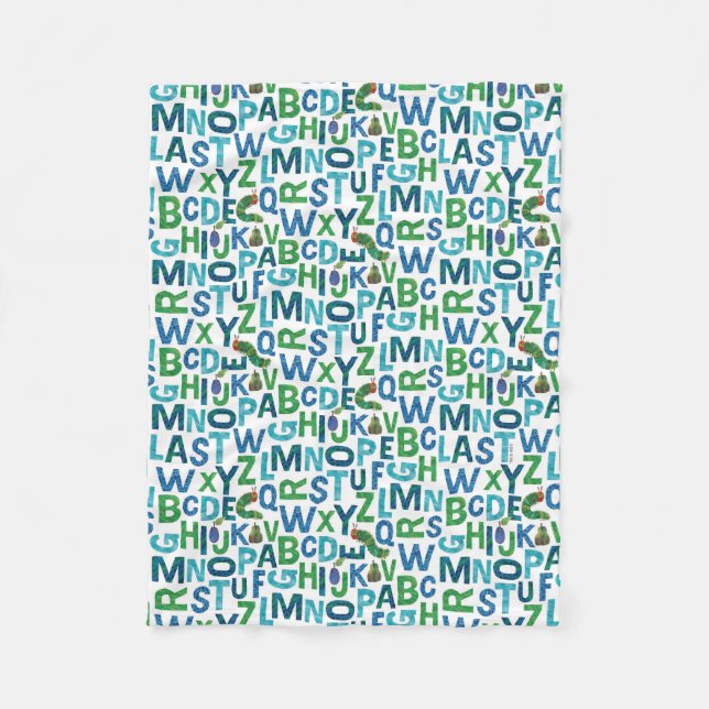 Couverture Polaire Eric Carle | Motif Alphabet bleu et vert (Devant)