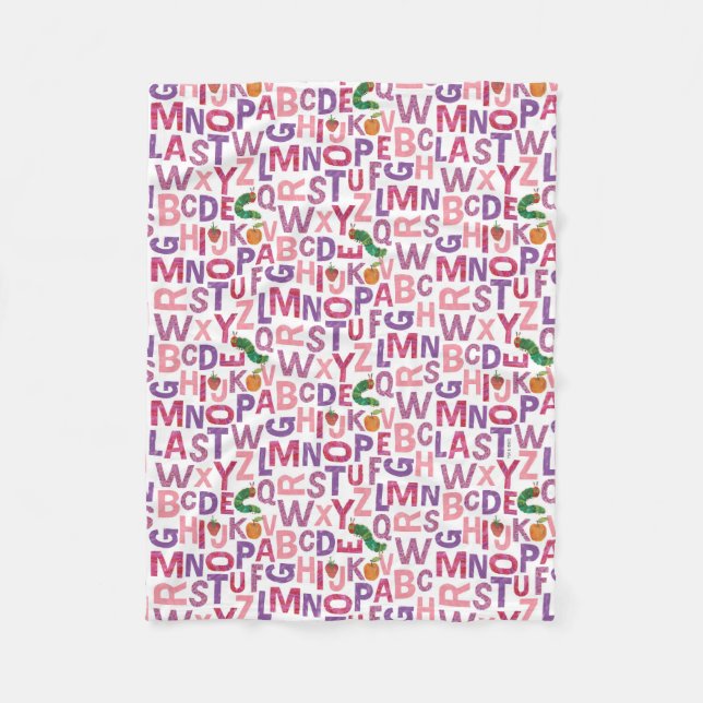 Couverture Polaire Eric Carle | Motif alphabet rose et violet (Devant)