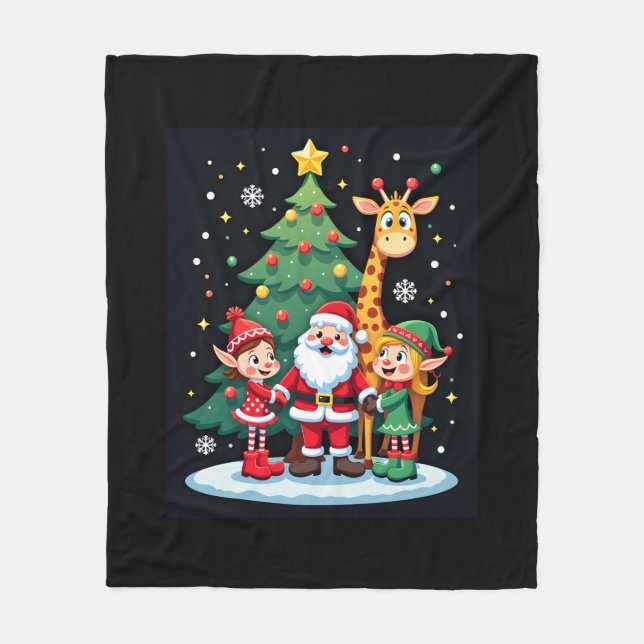 Couverture Polaire Escadron de Noël Père Noël Giraffe Elf Dabbing Cor (Devant)
