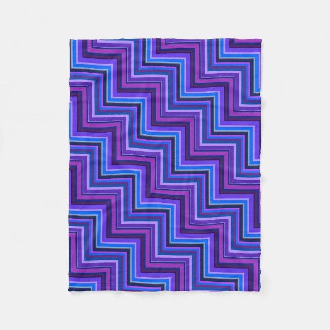 Couverture Polaire Escaliers à rayures bleues et violettes (Devant)