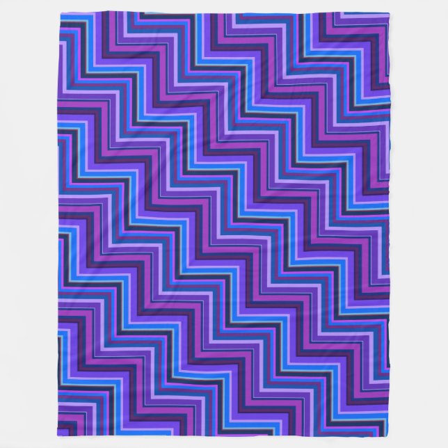Couverture Polaire Escaliers à rayures bleues et violettes (Devant)