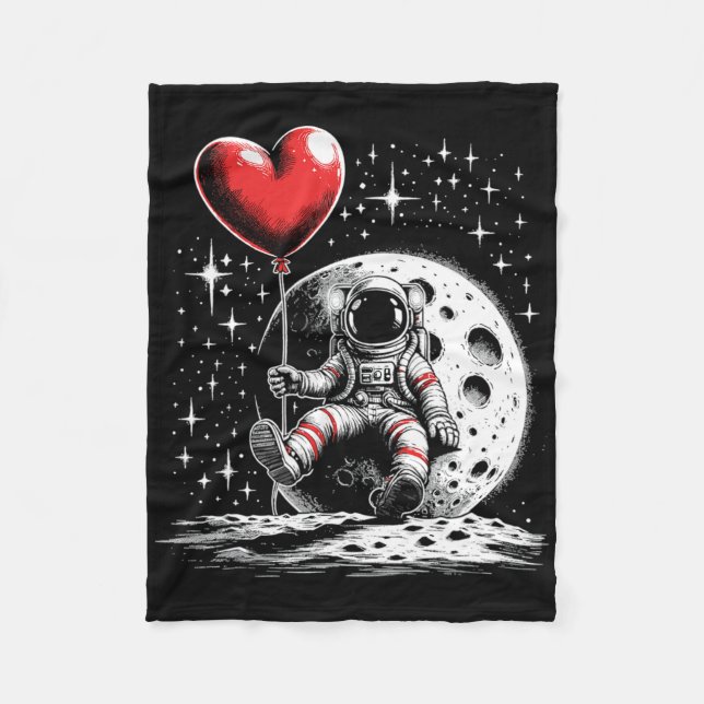 Couverture Polaire Espace Astronaute Cœur Bylloon Saint-Valentin Vale (Devant)