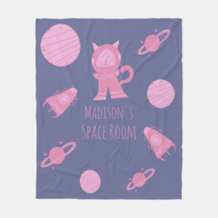 Couverture Polaire Espace Chat Filles Chambre Rose Violet