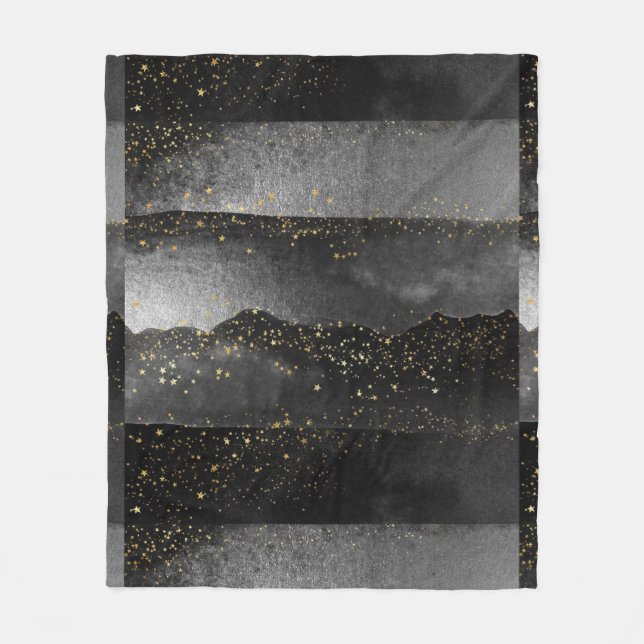 Couverture Polaire Espace étoile cosmique noir gris (Devant)