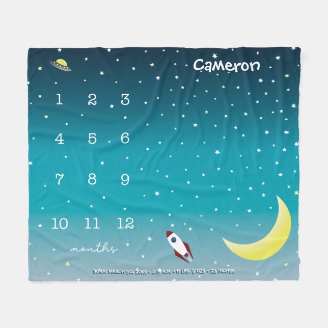 Couverture Polaire Espace extérieur à l'ombre bleu blanc Jalon bébé (Devant (Horizontal))