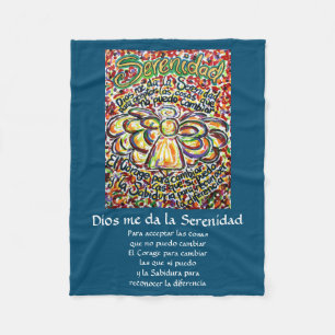 Couverture Polaire Español Serenity Prière Poème Angel Fleece Blanche