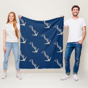 Couverture Polaire Esprit Nautione Ancre Dauphin Bleu Marine  