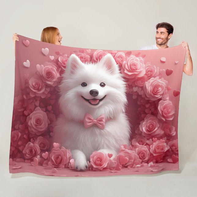 Couverture Polaire Esquimau américain avec des roses - Saint-Valentin (En situation)