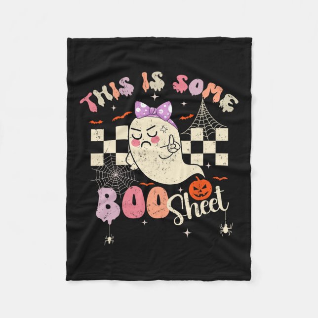 Couverture Polaire Est Boo Feuille Cute Ghost Retro Halloween Costume (Devant)