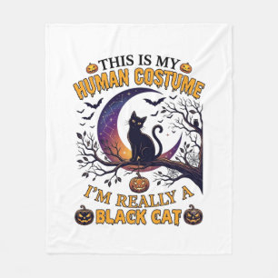 Couverture Polaire Est Costume Humain Chat Noir Halloween Lune_1