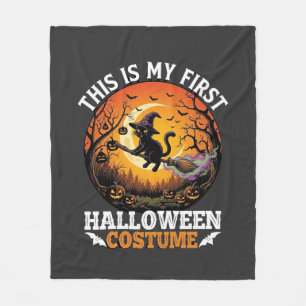 Couverture Polaire Est Premier Costume d'Halloween Balai Chat Noir_1