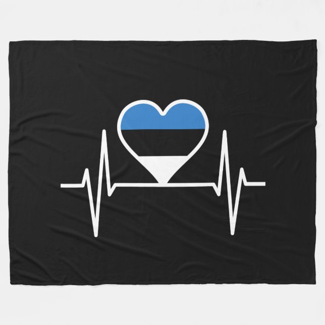 Couverture Polaire Estonie Heartbeat Estonie Drapeau (Devant (Horizontal))