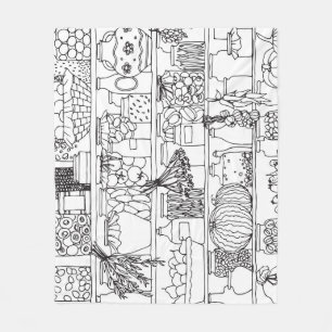 Couverture Polaire étagères vintages avec boîtes : croquis.