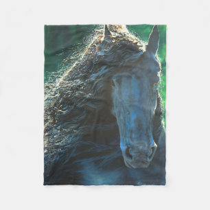 Couverture Polaire Étalon noir frison de cheval de beauté