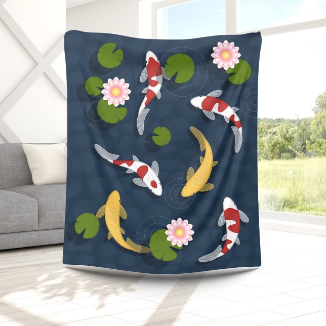 Couverture Polaire Étang japonais de poissons Koi (Créateur téléchargé)