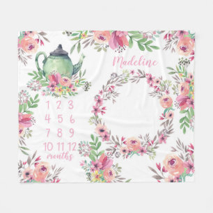 Couverture Polaire Étape importante de bébé de thé d'aquarelle