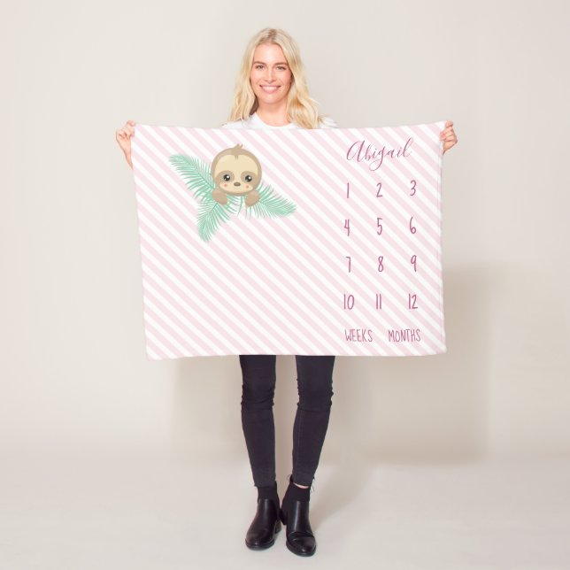 Couverture Polaire Étape importante rose mignonne de bébé de paresse (En situation)