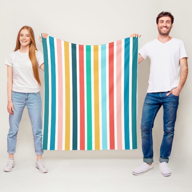 Couverture Polaire Été Moderne Multicolore Bandes Verticales (En situation)