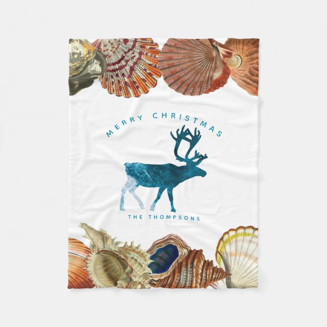 Couverture Polaire Été Noël Beach Seashell Deer (Devant)