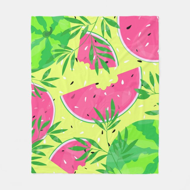 Couverture Polaire Été Watermelon Branches Graines Bright Tropical (Devant)