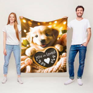 Couverture Polaire Étendre l'amour : Golden Retriever avec "You Are L