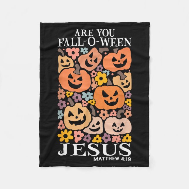 Couverture Polaire Êtes-vous Fall-o-ween Jésus citrouilles chrétien H (Devant)