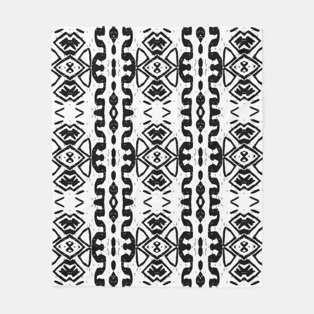 Couverture Polaire Ethnic Aztec, Motif Vintage à rayures. (Devant)