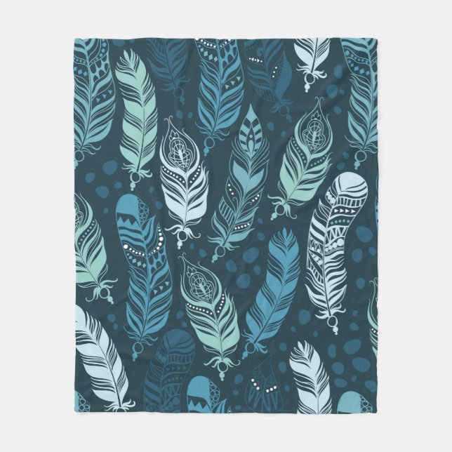 Couverture Polaire Ethnic feathers seamless pattern (Devant)