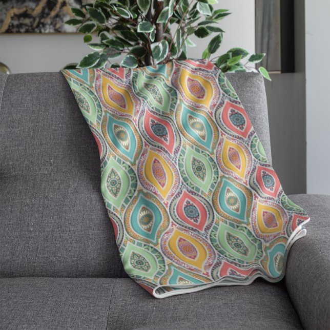 Couverture Polaire Ethnic Seamless Motif Amérindien Floral (Créateur téléchargé)