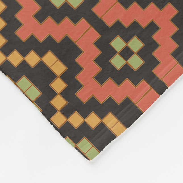 Couverture Polaire Ethnique Rouge Noir Vert Tribal Égyptien (Coin)