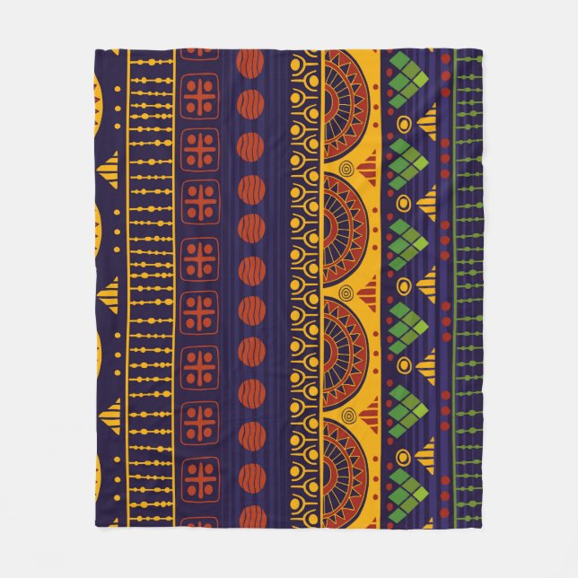 Couverture Polaire Ethno Tribal : Conception Motif transparente. (Devant)