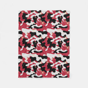 Couverture Polaire Étincelle Rouge Blanc Noir Camo Amoureux Armée Sol