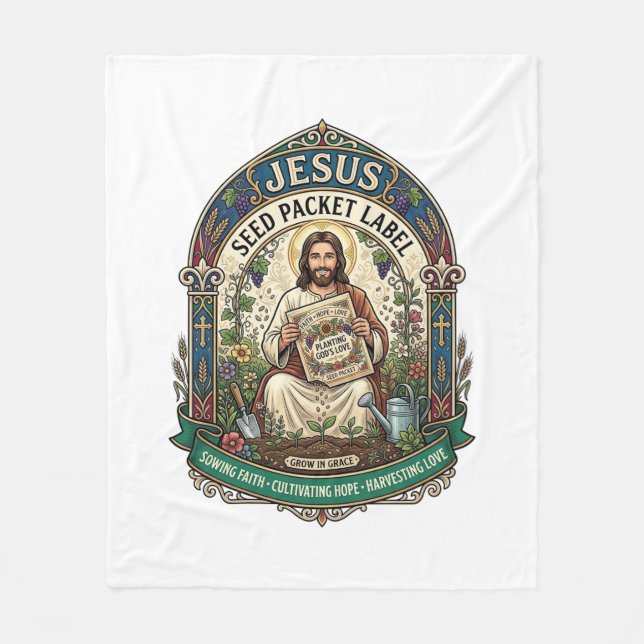 Couverture Polaire étiquette de paquet de graines de Jésus étiquette  (Devant)