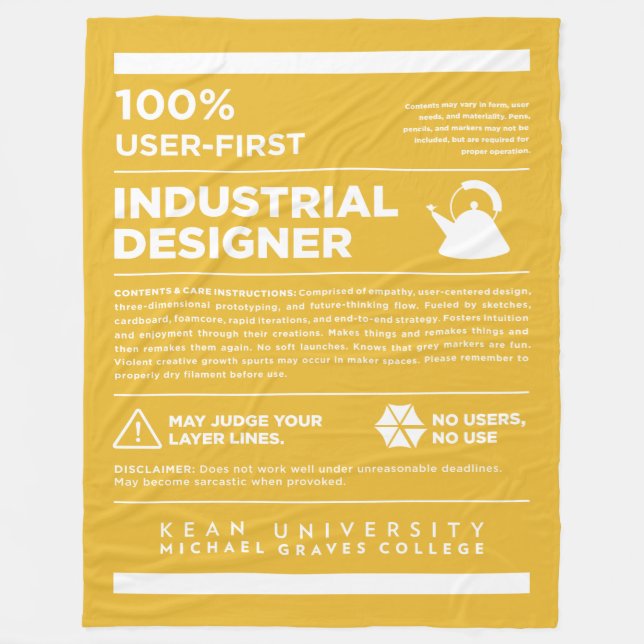 Couverture Polaire Étiquette de soin de conception industrielle Kean  (Devant)