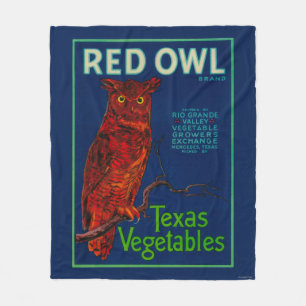 Couverture Polaire Étiquette végétal de hibou rouge