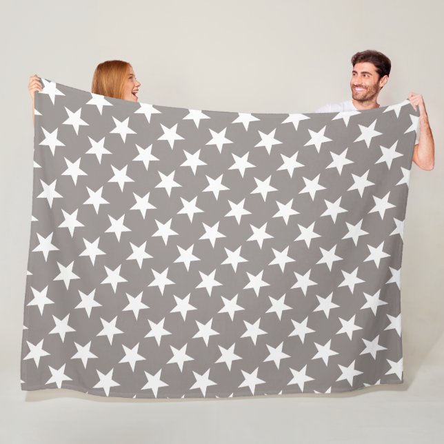 Couverture Polaire Etoile blanche Chic Beige Brown Étoiles Design Mod (En situation)