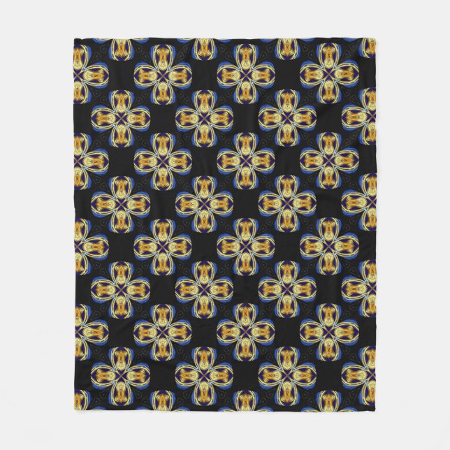 Couverture Polaire étoile d'or bleu motif sans fin (Devant)