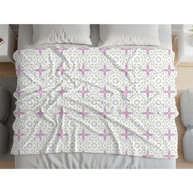 Couverture Polaire Étoile rose décorative à motif géométrique  (Créateur téléchargé)