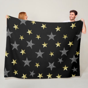 Couverture Polaire Étoiles argent et or Étoile noire de Hollywood Gla