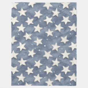 Couverture Polaire Étoiles Bleu Blanc