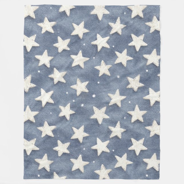 Couverture Polaire Étoiles Bleu Blanc (Devant)